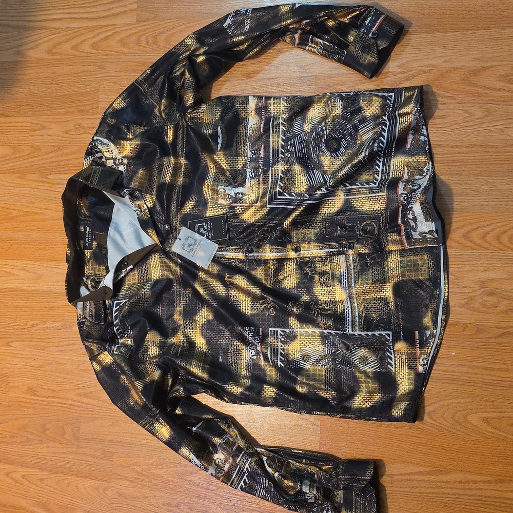 *NEW* Black and Gold Patterned Dress Shirt